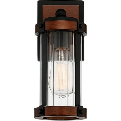 John Timberland Modern Rustic Outdoor Wall Light Fixture Black Aluminum Dark Wood Finish 11 3/4" Clear Glass Exterior House Porch Patio 5 John Timberland Modern Rustic Outdoor Wall Light Fixture Black Aluminum Dark Wood Finish 11 3/4" Clear Glass Exterior House Porch Patio - Image 3