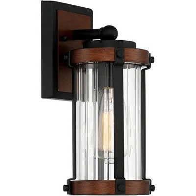 John Timberland Modern Rustic Outdoor Wall Light Fixture Black Aluminum Dark Wood Finish 11 3/4" Clear Glass Exterior House Porch Patio 6 John Timberland Modern Rustic Outdoor Wall Light Fixture Black Aluminum Dark Wood Finish 11 3/4" Clear Glass Exterior House Porch Patio - Image 4