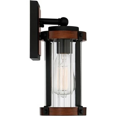 John Timberland Modern Rustic Outdoor Wall Light Fixture Black Aluminum Dark Wood Finish 11 3/4" Clear Glass Exterior House Porch Patio 7 John Timberland Modern Rustic Outdoor Wall Light Fixture Black Aluminum Dark Wood Finish 11 3/4" Clear Glass Exterior House Porch Patio - Image 5