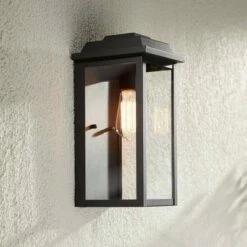 John Timberland Rustic Industrial Outdoor Wall Light Fixture Textured Black Metal 14" Clear Glass for Exterior House Porch Patio -Outdoor Lighting Official Shop unnamed file 3658