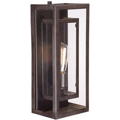 Possini Euro Design Modern Outdoor Wall Light Fixture Bronze Double Box 15 1/2" Clear Glass Exterior House Deck 5 Possini Euro Design Modern Outdoor Wall Light Fixture Bronze Double Box 15 1/2" Clear Glass Exterior House Deck - Image 3