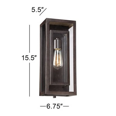 Possini Euro Design Modern Outdoor Wall Light Fixture Bronze Double Box 15 1/2" Clear Glass Exterior House Deck 7 Possini Euro Design Modern Outdoor Wall Light Fixture Bronze Double Box 15 1/2" Clear Glass Exterior House Deck - Image 5