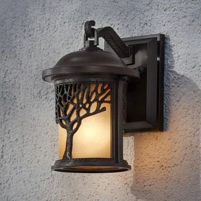 John Timberland Rustic Outdoor Wall Light Fixture Bronze 9 1/2" Tree Etched Glass Sconce for Exterior House Deck Patio Porch Lighting 3 John Timberland Rustic Outdoor Wall Light Fixture Bronze 9 1/2" Tree Etched Glass Sconce for Exterior House Deck Patio Porch Lighting