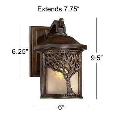 John Timberland Rustic Outdoor Wall Light Fixture Bronze 9 1/2" Tree Etched Glass Sconce for Exterior House Deck Patio Porch Lighting 7 John Timberland Rustic Outdoor Wall Light Fixture Bronze 9 1/2" Tree Etched Glass Sconce for Exterior House Deck Patio Porch Lighting - Image 5