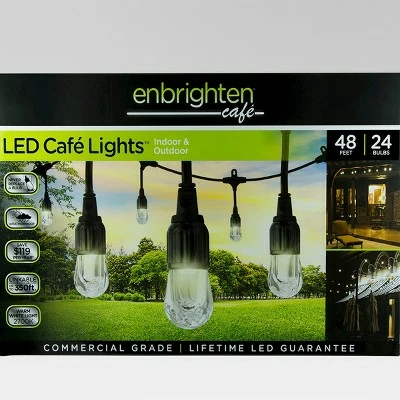 24ct Classic Café Outdoor String Lights Integrated LED Bulb - Black Wire - Enbrighten 7 24ct Classic Café Outdoor String Lights Integrated LED Bulb - Black Wire - Enbrighten - Image 5