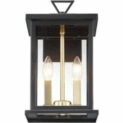Possini Euro Design Modern Outdoor Wall Light Fixture Black Gold 14" Clear Glass for Exterior House Porch Patio Deck 9 Possini Euro Design Modern Outdoor Wall Light Fixture Black Gold 14" Clear Glass for Exterior House Porch Patio Deck -Outdoor Lighting Official Shop unnamed file 3707