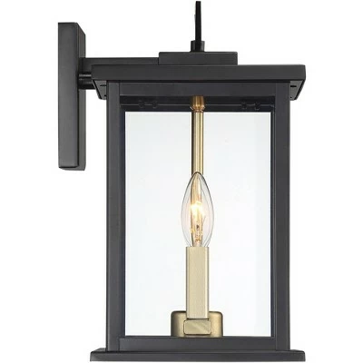 Possini Euro Design Modern Outdoor Wall Light Fixture Black Gold 14" Clear Glass for Exterior House Porch Patio Deck 7 Possini Euro Design Modern Outdoor Wall Light Fixture Black Gold 14" Clear Glass for Exterior House Porch Patio Deck - Image 5