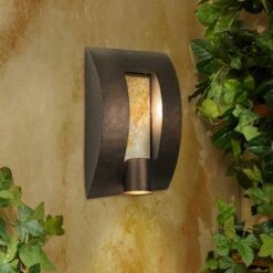 Franklin Iron Works Modern Outdoor Wall Light Fixture Bronze 16" Framed Slate for Exterior House Patio Porch -Outdoor Lighting Official Shop unnamed file 3724