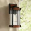 John Timberland Modern Rustic Outdoor Wall Light Fixture Black Aluminum Dark Wood Finish 13 3/4" Clear Glass Exterior House Porch Patio -Outdoor Lighting Official Shop unnamed file 3730