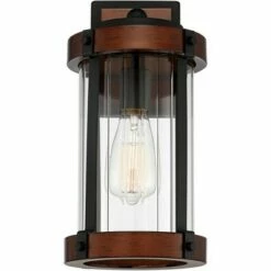 John Timberland Modern Rustic Outdoor Wall Light Fixture Black Aluminum Dark Wood Finish 13 3/4" Clear Glass Exterior House Porch Patio -Outdoor Lighting Official Shop unnamed file 3732