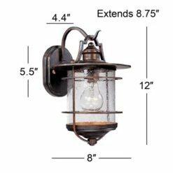 Franklin Iron Works Industrial Rustic Outdoor Light Fixture Vintage Bronze 12" Clear Seedy Glass for Exterior House Porch Patio -Outdoor Lighting Official Shop unnamed file 3739