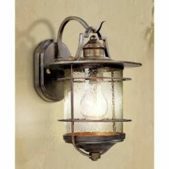 Franklin Iron Works Industrial Rustic Outdoor Light Fixture Vintage Bronze 12" Clear Seedy Glass for Exterior House Porch Patio -Outdoor Lighting Official Shop unnamed file 3740