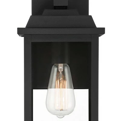 John Timberland Traditional Outdoor Wall Light Fixture Textured Black Metal 15 1/4" Clear Glass Panel Exterior House Porch Patio 4 John Timberland Traditional Outdoor Wall Light Fixture Textured Black Metal 15 1/4" Clear Glass Panel Exterior House Porch Patio - Image 2