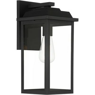 John Timberland Traditional Outdoor Wall Light Fixture Textured Black Metal 15 1/4" Clear Glass Panel Exterior House Porch Patio 6 John Timberland Traditional Outdoor Wall Light Fixture Textured Black Metal 15 1/4" Clear Glass Panel Exterior House Porch Patio - Image 4
