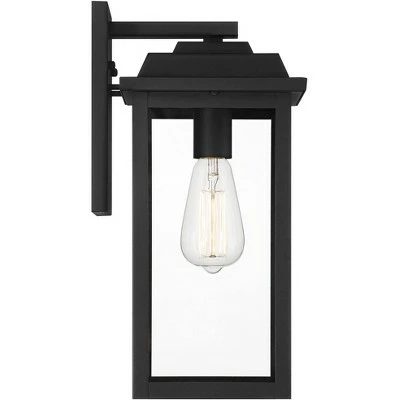 John Timberland Traditional Outdoor Wall Light Fixture Textured Black Metal 15 1/4" Clear Glass Panel Exterior House Porch Patio 7 John Timberland Traditional Outdoor Wall Light Fixture Textured Black Metal 15 1/4" Clear Glass Panel Exterior House Porch Patio - Image 5