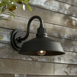 Franklin Iron Works Rustic Outdoor Wall Light Fixture Urban Barn Black Aluminum 10 1/2" for Exterior House Porch Patio Deck
