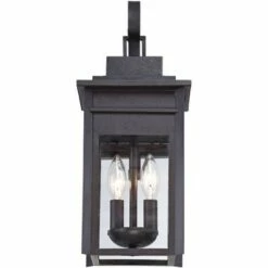 Franklin Iron Works Traditional Outdoor Wall Light Fixture Lantern Black Specked Gray 17" Clear Glass Panels for House Porch Patio -Outdoor Lighting Official Shop unnamed file 3757