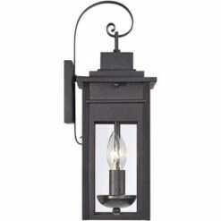 Franklin Iron Works Traditional Outdoor Wall Light Fixture Lantern Black Specked Gray 17" Clear Glass Panels for House Porch Patio -Outdoor Lighting Official Shop unnamed file 3759