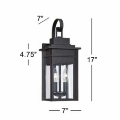 Franklin Iron Works Traditional Outdoor Wall Light Fixture Lantern Black Specked Gray 17" Clear Glass Panels for House Porch Patio -Outdoor Lighting Official Shop unnamed file 3760