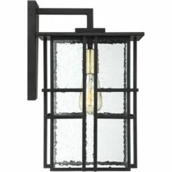 Possini Euro Design Modern Outdoor Wall Light Fixture Black Geometric Frame 12" Seedy Glass for Exterior House Porch Patio Deck -Outdoor Lighting Official Shop unnamed file 3766