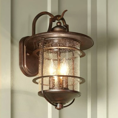 Franklin Iron Works Industrial Rustic Outdoor Light Fixture Bronze 16 1/4" Clear Seedy Glass Lantern for Exterior House Porch 3 Franklin Iron Works Industrial Rustic Outdoor Light Fixture Bronze 16 1/4" Clear Seedy Glass Lantern for Exterior House Porch