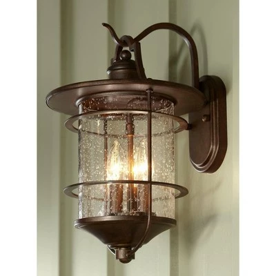 Franklin Iron Works Industrial Rustic Outdoor Light Fixture Bronze 16 1/4" Clear Seedy Glass Lantern for Exterior House Porch 10 Franklin Iron Works Industrial Rustic Outdoor Light Fixture Bronze 16 1/4" Clear Seedy Glass Lantern for Exterior House Porch - Image 8