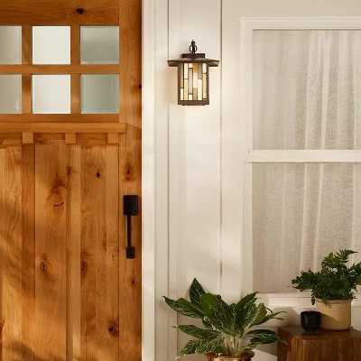 11.75" Stained Glass 1-Light Prairie Style Outdoor Wall Lantern Sconce Oil-Rubbed Bronze - River of Goods 4 11.75" Stained Glass 1-Light Prairie Style Outdoor Wall Lantern Sconce Oil-Rubbed Bronze - River of Goods - Image 2