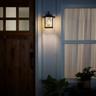 11.75" Stained Glass 1-Light Prairie Style Outdoor Wall Lantern Sconce Oil-Rubbed Bronze - River of Goods 5 11.75" Stained Glass 1-Light Prairie Style Outdoor Wall Lantern Sconce Oil-Rubbed Bronze - River of Goods - Image 3