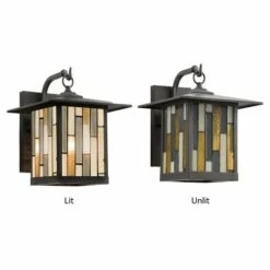 11.75" Stained Glass 1-Light Prairie Style Outdoor Wall Lantern Sconce Oil-Rubbed Bronze - River of Goods 12 11.75" Stained Glass 1-Light Prairie Style Outdoor Wall Lantern Sconce Oil-Rubbed Bronze - River of Goods -Outdoor Lighting Official Shop unnamed file 3784