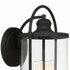 John Timberland Modern Outdoor Wall Light Fixture Black 17" Clear Cylindrical Glass for Exterior House Porch Patio Outside Deck -Outdoor Lighting Official Shop unnamed file 3789