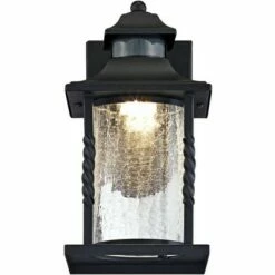 John Timberland Outdoor Wall Light Fixture LED Black Lantern 11 1/2" Clear Crackled Glass Dusk to Dawn Motion Sensor for House -Outdoor Lighting Official Shop unnamed file 3800