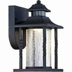 John Timberland Outdoor Wall Light Fixture LED Black Lantern 11 1/2" Clear Crackled Glass Dusk to Dawn Motion Sensor for House -Outdoor Lighting Official Shop unnamed file 3801