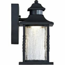 John Timberland Outdoor Wall Light Fixture LED Black Lantern 11 1/2" Clear Crackled Glass Dusk to Dawn Motion Sensor for House -Outdoor Lighting Official Shop unnamed file 3802