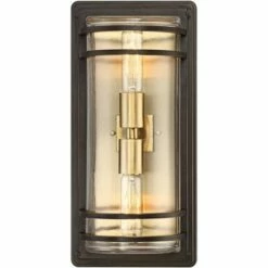 John Timberland Modern Outdoor Wall Sconce Fixture Bronze and Warm Brass 16" Clear Glass for Exterior House Porch Patio Deck -Outdoor Lighting Official Shop unnamed file 3806