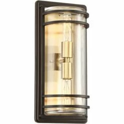 John Timberland Modern Outdoor Wall Sconce Fixture Bronze and Warm Brass 16" Clear Glass for Exterior House Porch Patio Deck -Outdoor Lighting Official Shop unnamed file 3807