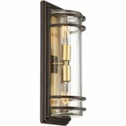 John Timberland Modern Outdoor Wall Sconce Fixture Bronze and Warm Brass 16" Clear Glass for Exterior House Porch Patio Deck -Outdoor Lighting Official Shop unnamed file 3808
