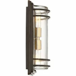 John Timberland Modern Outdoor Wall Sconce Fixture Bronze and Warm Brass 16" Clear Glass for Exterior House Porch Patio Deck -Outdoor Lighting Official Shop unnamed file 3809