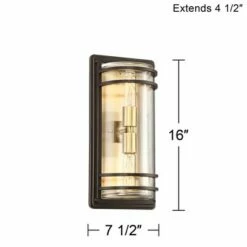 John Timberland Modern Outdoor Wall Sconce Fixture Bronze and Warm Brass 16" Clear Glass for Exterior House Porch Patio Deck -Outdoor Lighting Official Shop unnamed file 3810
