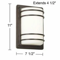 John Timberland Modern Outdoor Wall Light Fixtures Set of 2 Oil Rubbed Bronze 11" LED Opal Glass Shade Exterior House Porch Patio -Outdoor Lighting Official Shop unnamed file 3837