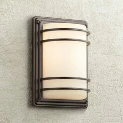 John Timberland Modern Outdoor Wall Light Fixtures Set of 2 Oil Rubbed Bronze 11" LED Opal Glass Shade Exterior House Porch Patio -Outdoor Lighting Official Shop unnamed file 3838