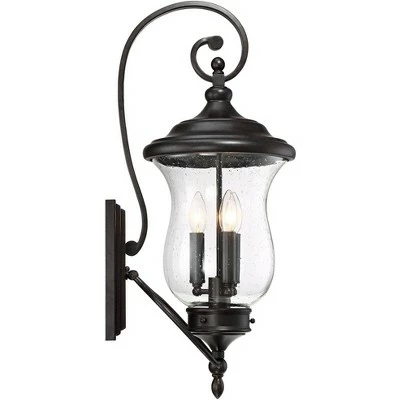 Franklin Iron Works Outdoor Wall Light Fixture LED Dimmable Bronze 26 3/4" Clear Seedy Glass for Exterior House Porch Patio 9 Franklin Iron Works Outdoor Wall Light Fixture LED Dimmable Bronze 26 3/4" Clear Seedy Glass for Exterior House Porch Patio - Image 7