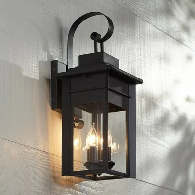 Franklin Iron Works Traditional Outdoor Wall Light Fixture Black Specked Gray Carriage 21" Clear Glass for Exterior Patio Porch 3 Franklin Iron Works Traditional Outdoor Wall Light Fixture Black Specked Gray Carriage 21" Clear Glass for Exterior Patio Porch