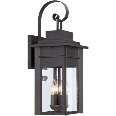 Franklin Iron Works Traditional Outdoor Wall Light Fixture Black Specked Gray Carriage 21" Clear Glass for Exterior Patio Porch 5 Franklin Iron Works Traditional Outdoor Wall Light Fixture Black Specked Gray Carriage 21" Clear Glass for Exterior Patio Porch - Image 3