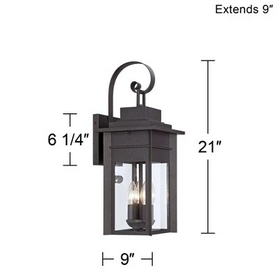Franklin Iron Works Traditional Outdoor Wall Light Fixture Black Specked Gray Carriage 21" Clear Glass for Exterior Patio Porch 7 Franklin Iron Works Traditional Outdoor Wall Light Fixture Black Specked Gray Carriage 21" Clear Glass for Exterior Patio Porch - Image 5