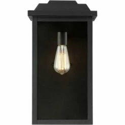 John Timberland Rustic Industrial Outdoor Wall Light Fixture Textured Black Metal 18 1/2" Clear Glass Exterior House Porch Patio -Outdoor Lighting Official Shop unnamed file 3859