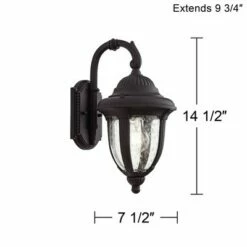 John Timberland Traditional Outdoor Wall Light Fixture Carriage Style Black 14 1/2" Clear Seeded Glass for Exterior House Porch -Outdoor Lighting Official Shop unnamed file 3880