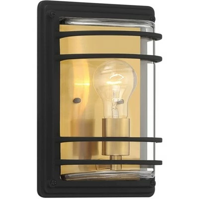 John Timberland Modern Industrial Outdoor Wall Light Fixture Black Brass 11" Clear Glass Exterior House Porch Patio Outside Deck 5 John Timberland Modern Industrial Outdoor Wall Light Fixture Black Brass 11" Clear Glass Exterior House Porch Patio Outside Deck - Image 3