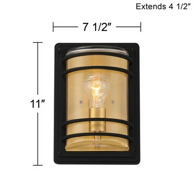 John Timberland Modern Industrial Outdoor Wall Light Fixture Black Brass 11" Clear Glass Exterior House Porch Patio Outside Deck 8 John Timberland Modern Industrial Outdoor Wall Light Fixture Black Brass 11" Clear Glass Exterior House Porch Patio Outside Deck - Image 6