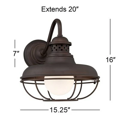 Franklin Iron Works Farmhouse Outdoor Barn Light Wall Fixture Oiled Bronze Open Cage 16" White Glass Orb Diffuser for Exterior House 7 Franklin Iron Works Farmhouse Outdoor Barn Light Wall Fixture Oiled Bronze Open Cage 16" White Glass Orb Diffuser for Exterior House - Image 5