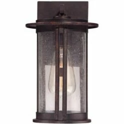 Franklin Iron Works Vintage Industrial Outdoor Wall Light Fixture Bronze Lantern 10 1/2" Seeded Glass Cylinder for Exterior Porch -Outdoor Lighting Official Shop unnamed file 3901